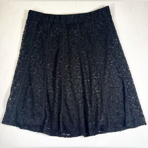CHICO'S Black Lace A-Line Circle Lined Midi Skirt Whimsigoth Fairycore Size 10